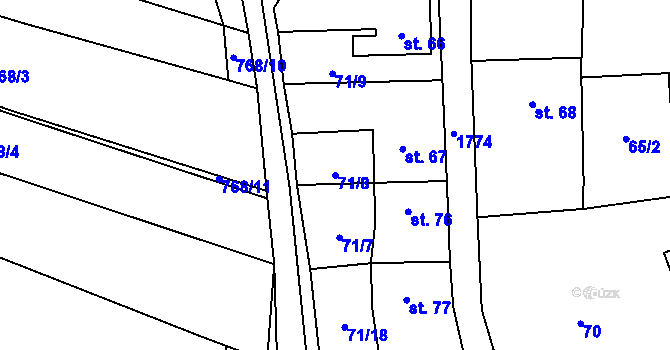 Parcela st. 71/8 v KÚ Vyskytná nad Jihlavou, Katastrální mapa