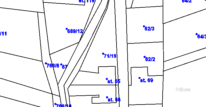 Parcela st. 71/19 v KÚ Vyskytná nad Jihlavou, Katastrální mapa