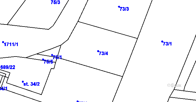 Parcela st. 73/4 v KÚ Vyskytná nad Jihlavou, Katastrální mapa