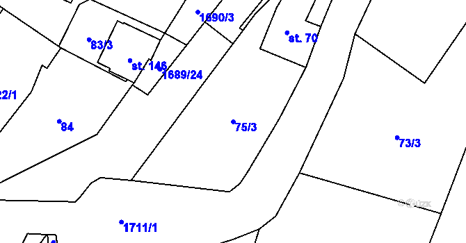 Parcela st. 75/3 v KÚ Vyskytná nad Jihlavou, Katastrální mapa