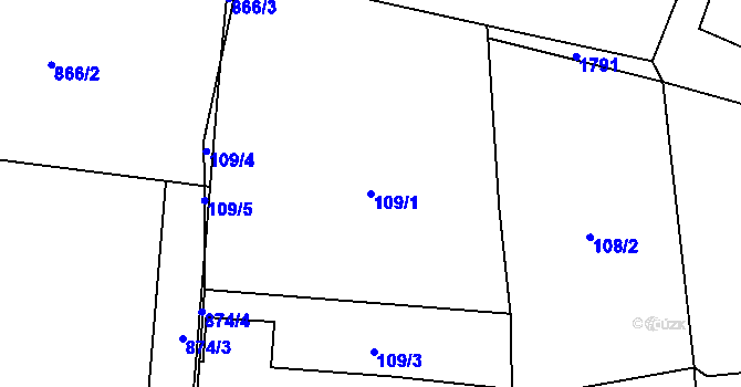 Parcela st. 109/1 v KÚ Vyskytná nad Jihlavou, Katastrální mapa