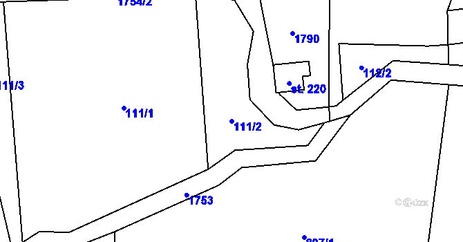Parcela st. 111/2 v KÚ Vyskytná nad Jihlavou, Katastrální mapa