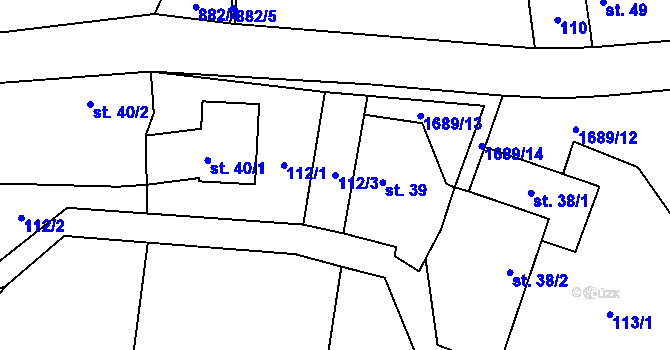 Parcela st. 112/3 v KÚ Vyskytná nad Jihlavou, Katastrální mapa
