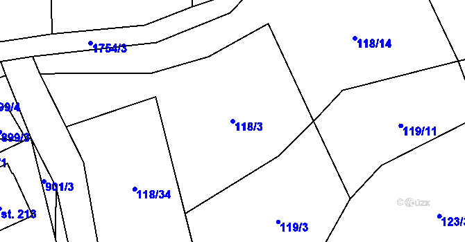 Parcela st. 118/3 v KÚ Vyskytná nad Jihlavou, Katastrální mapa