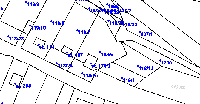 Parcela st. 118/6 v KÚ Vyskytná nad Jihlavou, Katastrální mapa