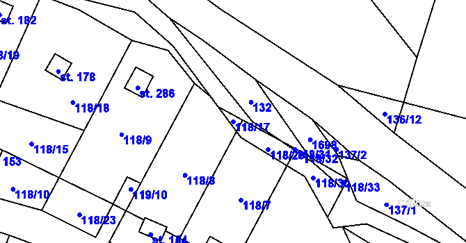 Parcela st. 118/17 v KÚ Vyskytná nad Jihlavou, Katastrální mapa