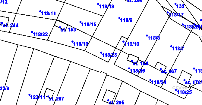Parcela st. 118/23 v KÚ Vyskytná nad Jihlavou, Katastrální mapa