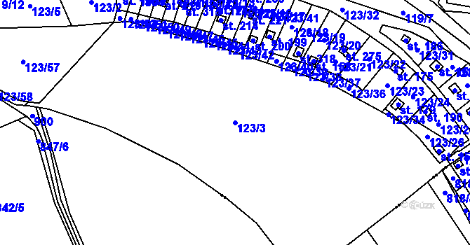 Parcela st. 123/3 v KÚ Vyskytná nad Jihlavou, Katastrální mapa
