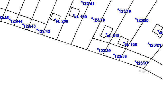 Parcela st. 123/40 v KÚ Vyskytná nad Jihlavou, Katastrální mapa