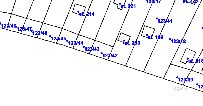 Parcela st. 123/42 v KÚ Vyskytná nad Jihlavou, Katastrální mapa