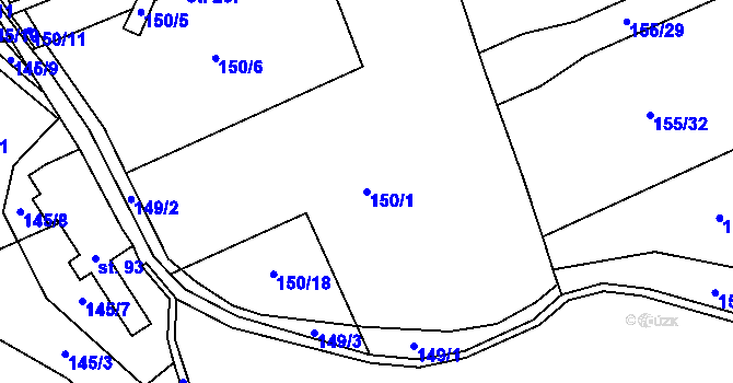 Parcela st. 150/1 v KÚ Vyskytná nad Jihlavou, Katastrální mapa