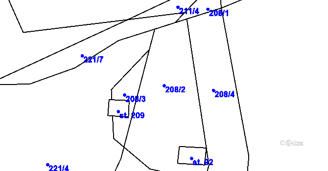 Parcela st. 208/2 v KÚ Vyskytná nad Jihlavou, Katastrální mapa