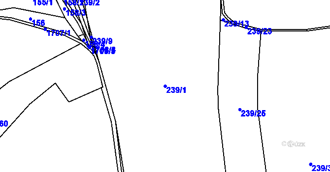 Parcela st. 239/1 v KÚ Vyskytná nad Jihlavou, Katastrální mapa