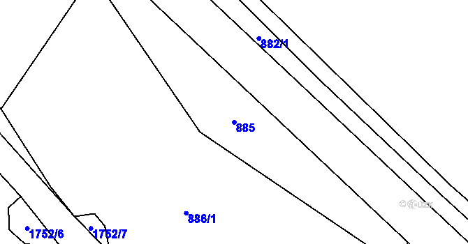 Parcela st. 885 v KÚ Vyskytná nad Jihlavou, Katastrální mapa
