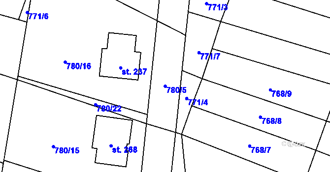 Parcela st. 780/5 v KÚ Vyskytná nad Jihlavou, Katastrální mapa