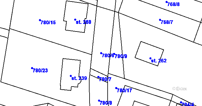 Parcela st. 780/6 v KÚ Vyskytná nad Jihlavou, Katastrální mapa