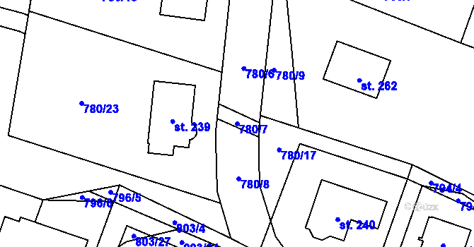 Parcela st. 780/7 v KÚ Vyskytná nad Jihlavou, Katastrální mapa