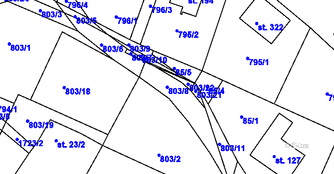Parcela st. 803/8 v KÚ Vyskytná nad Jihlavou, Katastrální mapa