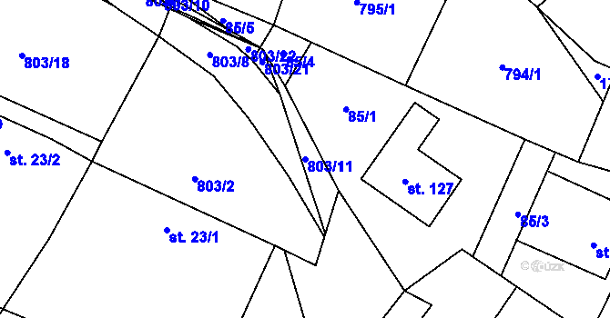 Parcela st. 803/11 v KÚ Vyskytná nad Jihlavou, Katastrální mapa