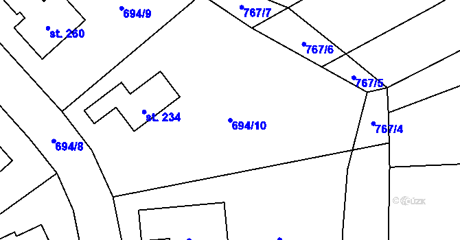 Parcela st. 694/10 v KÚ Vyskytná nad Jihlavou, Katastrální mapa