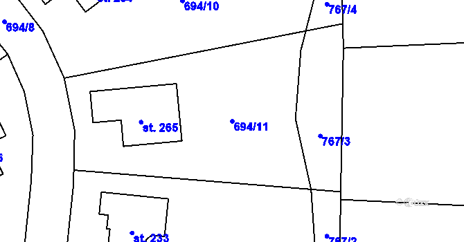 Parcela st. 694/11 v KÚ Vyskytná nad Jihlavou, Katastrální mapa