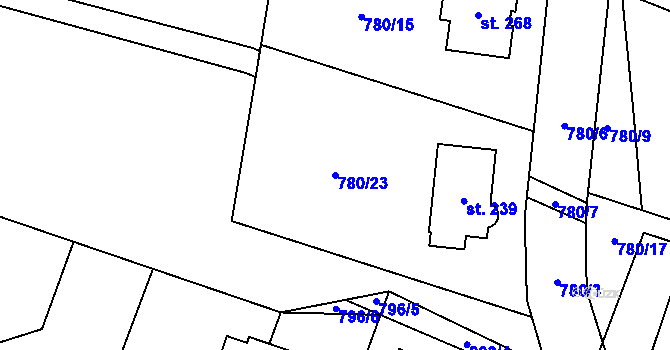 Parcela st. 780/23 v KÚ Vyskytná nad Jihlavou, Katastrální mapa