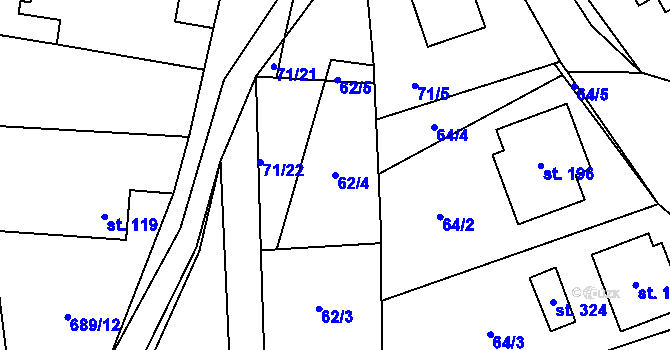 Parcela st. 62/4 v KÚ Vyskytná nad Jihlavou, Katastrální mapa