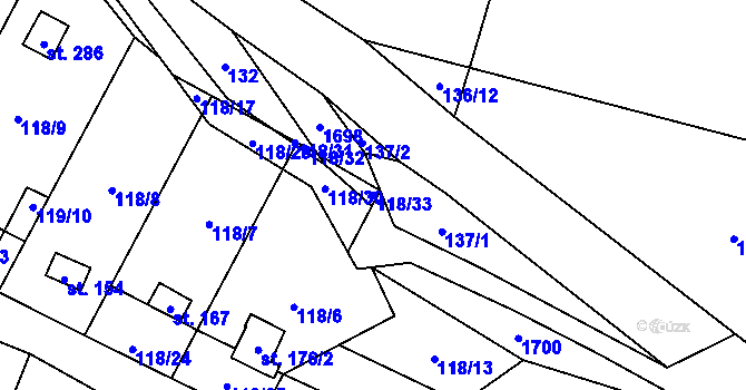 Parcela st. 118/33 v KÚ Vyskytná nad Jihlavou, Katastrální mapa