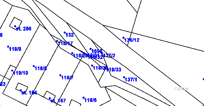 Parcela st. 137/2 v KÚ Vyskytná nad Jihlavou, Katastrální mapa