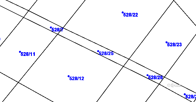 Parcela st. 528/25 v KÚ Vyskytná nad Jihlavou, Katastrální mapa