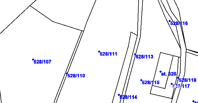 Parcela st. 528/111 v KÚ Vyskytná nad Jihlavou, Katastrální mapa