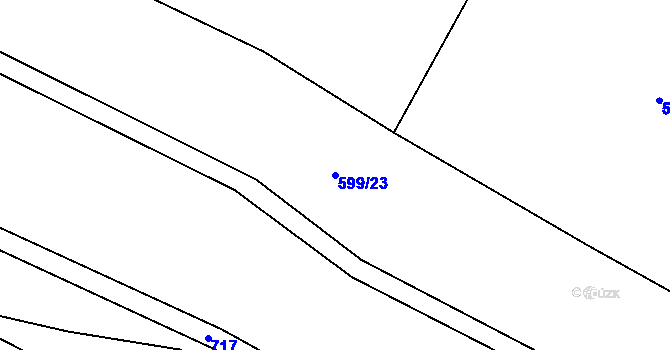 Parcela st. 599/23 v KÚ Vyskytná nad Jihlavou, Katastrální mapa
