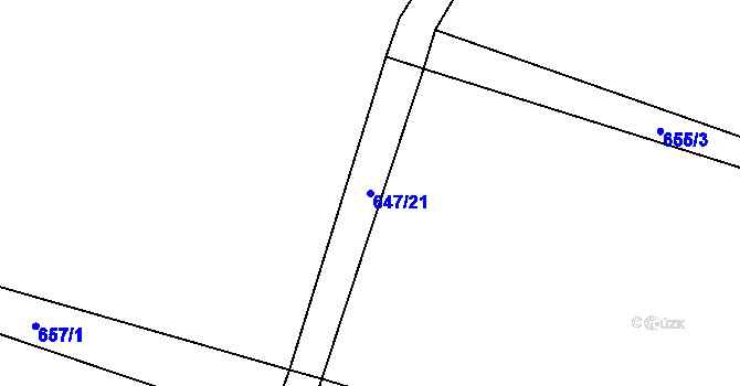 Parcela st. 647/21 v KÚ Vyskytná nad Jihlavou, Katastrální mapa