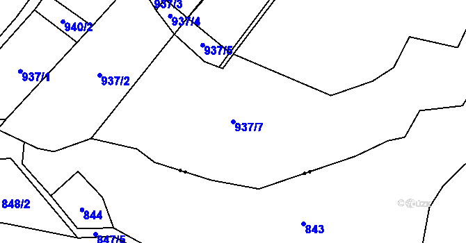Parcela st. 937/7 v KÚ Vyskytná nad Jihlavou, Katastrální mapa