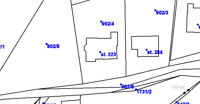 Parcela st. 223 v KÚ Vyskytná nad Jihlavou, Katastrální mapa