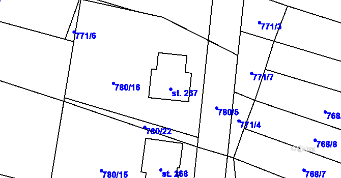 Parcela st. 237 v KÚ Vyskytná nad Jihlavou, Katastrální mapa