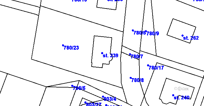 Parcela st. 239 v KÚ Vyskytná nad Jihlavou, Katastrální mapa