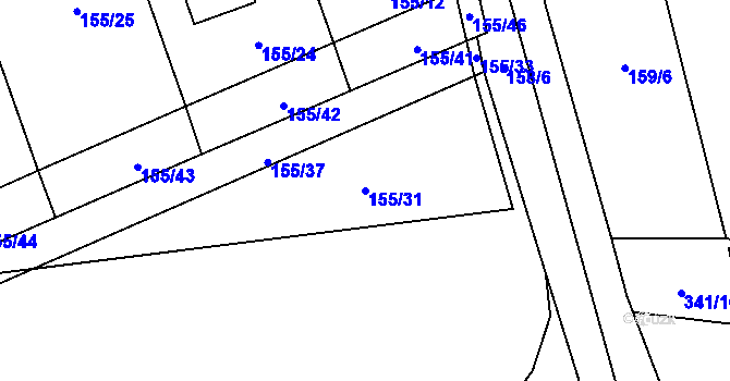 Parcela st. 155/31 v KÚ Vyskytná nad Jihlavou, Katastrální mapa