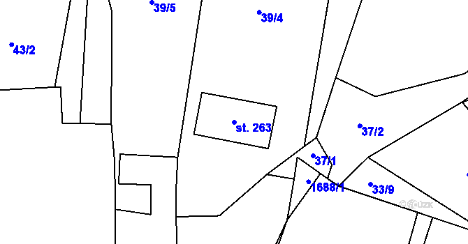 Parcela st. 263 v KÚ Vyskytná nad Jihlavou, Katastrální mapa