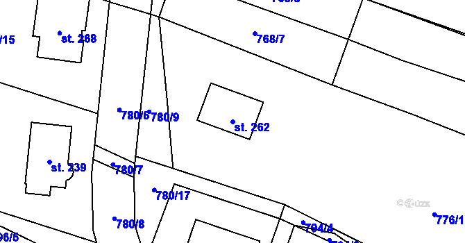 Parcela st. 262 v KÚ Vyskytná nad Jihlavou, Katastrální mapa