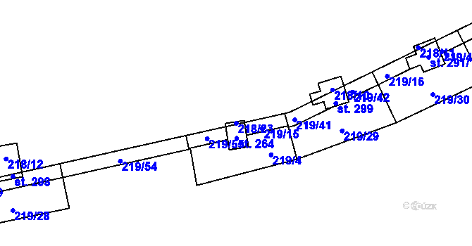 Parcela st. 218/23 v KÚ Vyskytná nad Jihlavou, Katastrální mapa
