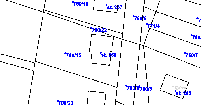 Parcela st. 268 v KÚ Vyskytná nad Jihlavou, Katastrální mapa