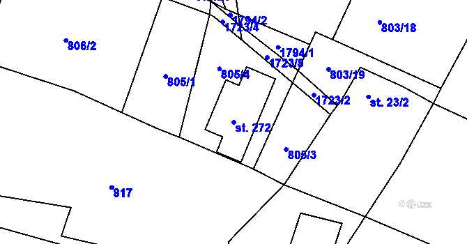 Parcela st. 272 v KÚ Vyskytná nad Jihlavou, Katastrální mapa