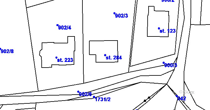 Parcela st. 284 v KÚ Vyskytná nad Jihlavou, Katastrální mapa
