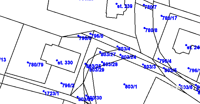 Parcela st. 803/27 v KÚ Vyskytná nad Jihlavou, Katastrální mapa