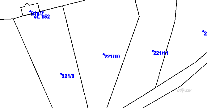 Parcela st. 221/10 v KÚ Vyskytná nad Jihlavou, Katastrální mapa