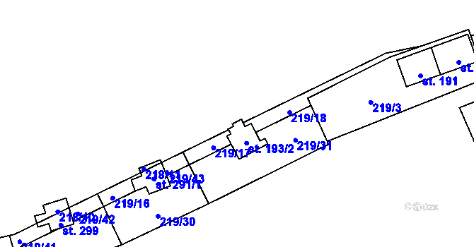 Parcela st. 308 v KÚ Vyskytná nad Jihlavou, Katastrální mapa