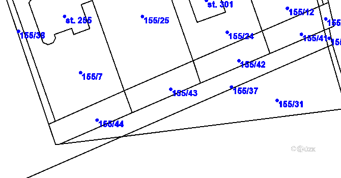 Parcela st. 155/43 v KÚ Vyskytná nad Jihlavou, Katastrální mapa
