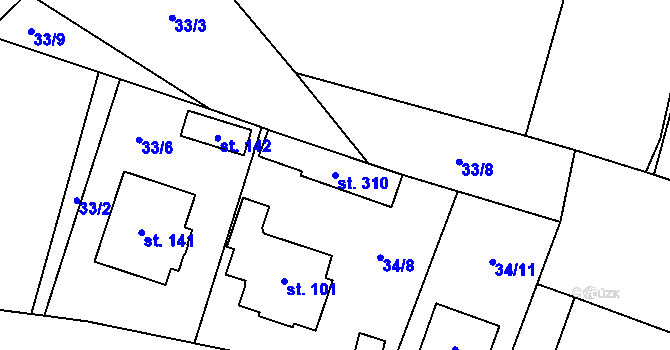 Parcela st. 310 v KÚ Vyskytná nad Jihlavou, Katastrální mapa