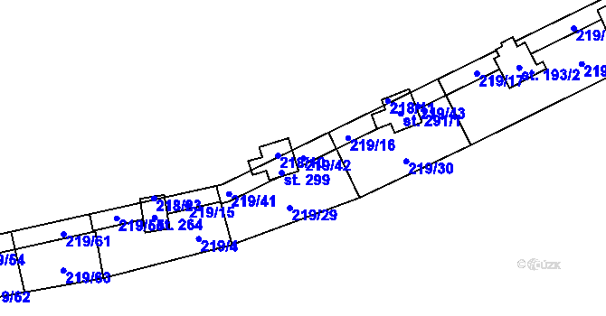 Parcela st. 219/42 v KÚ Vyskytná nad Jihlavou, Katastrální mapa